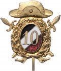 Kolonien Goldene Ehrennadel o.J. für 10-jährige Mitgliedschaft im Verein ehemaliger Kolonial- und Auslandstruppen, vergoldet, emailliert, Rs. Fahnen R...
