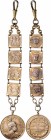 Deutsch-Südwestafrika Uhrkette Silber, vergoldet mit Medaille Zur Erinnerung an die Aufstände in Deutsch-Südwest-Afrika" und 4 kleinen Klippen mit den...