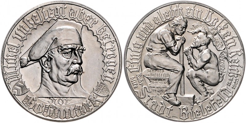 Nebengebiete - Bielefeld Silberabschlag der Notgoldmark 1923. Einziges uns bekan...