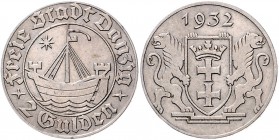 Nebengebiete - Danzig 2 Gulden 1932 J. D16. 
 gutes ss