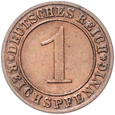 Weimarer Republik 1 Pfennig o.J. einseitiger Abschlag der Wertseite J. zu313. Sc...