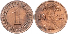 Weimarer Republik 1 Reichspfennig 1924 E J. 313. 
sehr selten ss