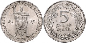 Weimarer Republik 5 Reichsmark 1925 G Zur Jahrtausendfeier der Rheinlande J. 322. 
kl. Kr. vz-