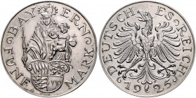 Weimarer Republik 5 Mark 1925 D Gestaltungsprobe Bayern" in Silber von Karl Goetz. Madonna mit Jesuskind J. zu331. Schaaf S.328 Nr.331G3 (dort in Silb...