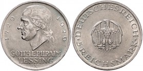 Weimarer Republik 5 Reichsmark 1929 A Zum 200. Geburtstag von Gotthold Ephraim Lessing J. 336. 
 vz-st