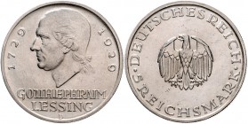 Weimarer Republik 5 Reichsmark 1929 D Zum 200. Geburtstag von Gotthold Ephraim Lessing J. 336. 
 vz+