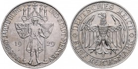Weimarer Republik 5 Reichsmark 1929 E 1000 Jahre Burg und Stadt Meissen J. 339. 
kl.Kr. ss-vz