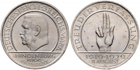 Weimarer Republik 3 Reichsmark 1929 A Zum 10. Jahrestag der Weimarer Reichsverfassung J. 340. 
kl.Kr. vz
