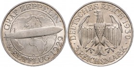 Weimarer Republik 3 Reichsmark 1930 A Zum Weltflug des Graf Zeppelin" 1929 J. 342. "
 vz-st