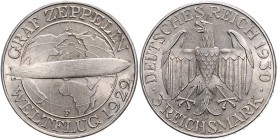 Weimarer Republik 3 Reichsmark 1930 F Zum Weltflug des Graf Zeppelin" 1929 J. 342. "
 vz-st