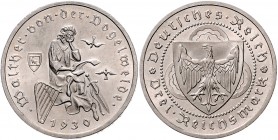 Weimarer Republik 3 Reichsmark 1930 A Zum 700. Todestag von Walther von der Vogelweide J. 344. 
 vz-st