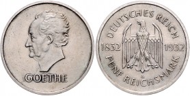 Weimarer Republik 5 Reichsmark 1932 A Zum 100. Todestag Goethes J. 351. 
 f.vz