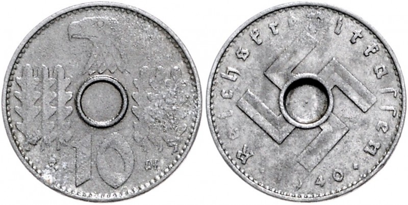 Drittes Reich 10 Pfennig 1940 A Probe oder Fehlprägung der Reichskreditkasse, au...