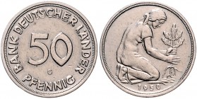 Bundesrepublik Deutschland 50 Pfennig 1950 G Bank deutscher Länder J. 379. 
 ss