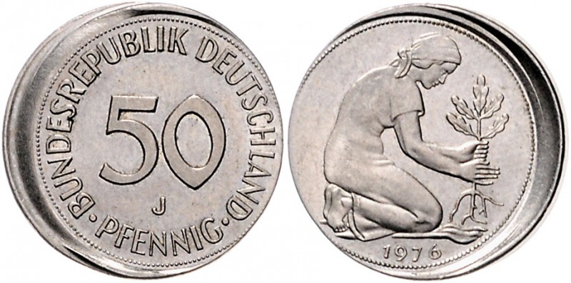 Bundesrepublik Deutschland 50 Pfennig 1976 J Fehlprägung, 15 % dezentriert geprä...
