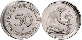 Bundesrepublik Deutschland 50 Pfennig 1976 J Fehlprägung, 15 % dezentriert geprägt J. zu384. 
 vz-st