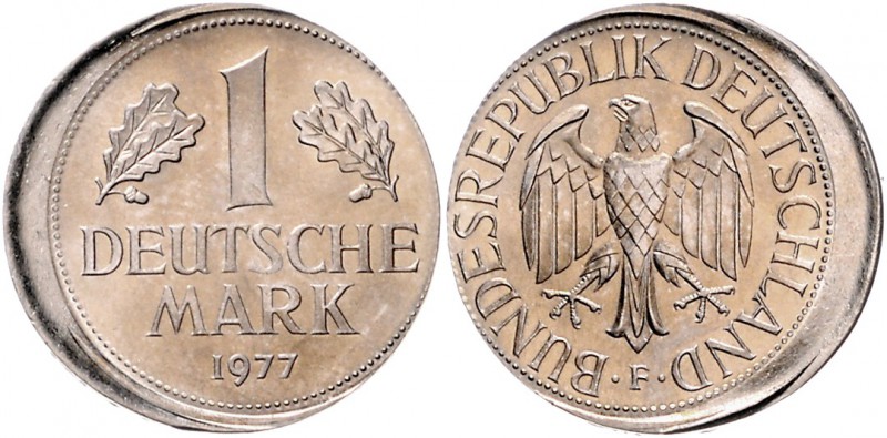 Bundesrepublik Deutschland 1 Deutsche Mark 1977 F Fehlprägung, 15 % dezentriert ...