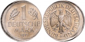 Bundesrepublik Deutschland 1 Deutsche Mark 1977 F Fehlprägung, 15 % dezentriert geprägt J. zu385. 
 f.st