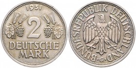 Bundesrepublik Deutschland Satz 1951 von 4 Stücken: 2 DM Ähren D, F, G und J J. 386. 
 ss-vz