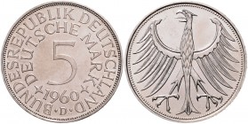 Bundesrepublik Deutschland 5 Deutsche Mark 1960 D J. 387. 
 vz-st