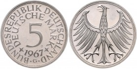 Bundesrepublik Deutschland 5 Deutsche Mark 1967 G Auflage 4150 Exemplare J. 387. 
 PP