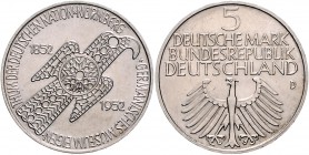 Bundesrepublik Deutschland 5 Deutsche Mark 1952 D 100 Jahre Germanisches National- Museum Nürnberg J. 388. 
winz.Rf. vz-st