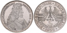 Bundesrepublik Deutschland 5 Deutsche Mark 1955 G Zum 300. Geburtstag des Markgrafen Ludwig Wilhelm von Baden J. 390. 
 vz