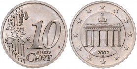 Bundesrepublik Deutschland 10 Cent 2002 A Probe- oder Fehlprägung in Kupfer-Nickel, mit Riffelrand, Gewicht 3,54g wie das 50-Pfennig-Stück (J.384) 194...