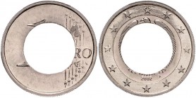 Bundesrepublik Deutschland 1 Euro 2002 A Fehlprägung, nur auf Außenring ohne Innenteil geprägt, Rand teilweise geriffelt, 3,82g J. zu488. 
 f.st