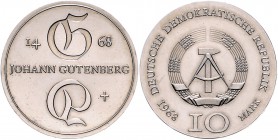 DDR 10 Mark 1968 Zum 500. Todestag von Johannes Gutenberg J. 1523. 
 vz-st