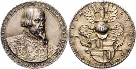 RDR - Österreich Ferdinand I. 1521-1564 Silbergussmedaille o.J. altvergoldet (v. J. Deschler) auf den kaiserlichen Rat und Ratsschreiber Franz Ygelsho...