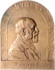 RDR - Österreich Franz Joseph I. 1848-1916 Bronze-Plakette o.J. einseitig (Sign. H.SCH 1910) auf Eduard Hlatky 1834-1913 
59,7x74,9mm 114,5g vz