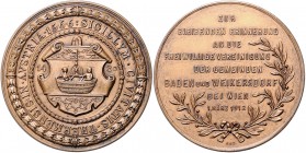 RDR - Österreich Franz Joseph I. 1848-1916 Bronzemedaille 1912 (v. Austerlitz/Zeheuter) a.d. Vereinigung der Gemeinden Baden und Weikersdorf bei Wien ...