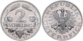 RDR - Österreich Zweite Republik 2 Schilling 1947 Her. 52. Jaeckel 456. KM 2872. 
 PP