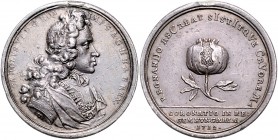 RDR - Länder - Ungarn Karl VI. 1711-1740 Silbermedaille 1712 (v. Vestner) auf seine Krönung zum ungarischen König in Pressburg 
Hklsp. 32,1mm 15,2g s...