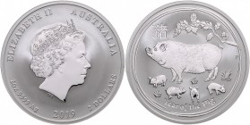 Australien Elisabeth II. Silbermünze 2019 zu 2 Unzen aus der Lunar-Serie Jahr des Schweines" "
 PP
