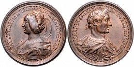 Belgien - Namur Bronze-Suitenmedaille 1730 (v.Saint-Urbain) auf Hedwig v. Namur und Gerard 
46,5mm 37,2g vz+