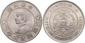 China Republik 1911-1949 Dollar o.J. Memento-Dollar. Sun Yat-sen, Gründung der Republik KM Y318a .2. 
 ss-vz