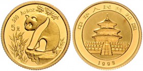China Volksrepublik 5 Yuan 1993 Panda, 1/20 Unze Gold 
 PP