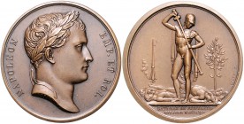Frankreich Napoléon I. 1804-1815 Bronzemedaille 1807 (v. Andrieu/Galle) a.d. Schlacht von Friedland, i. Rd: Füllhorn BRONZE 
41,2mm 35,2g vz-st