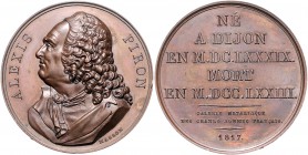 Frankreich Louis XVIII. 1814-1824 Bronzemedaille 1817 (v. Masson) Suitenmedaille a. Alexis Piron, aus der Serie Große Franzosen" "
min.Rf. 40,3mm 38,...