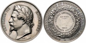 Frankreich Napoléon III. 1852-1871 Kupfermedaille 1862 versilbert (v. Caqué) Preis des Landwirtschaftsministeriums für die regionale Landwirtschaftsau...
