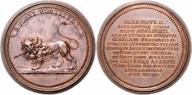 Frankreich - Elsass Louis XV. 1715-1774 Bronze-Suitenmedaille o.J. (v.Saint-Urbain) auf Gerardus II. Sarragovias Comes 
46,9mm 37,7g vz+