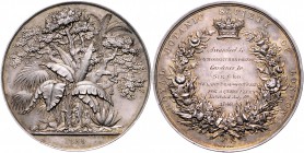 Großbritannien Victoria 1837-1901 Silbermedaille 1839 (v. B. Wyon) Prämie der Royal Botanic Society of London, mit Gravur 
51,2mm 61,1g vz-st