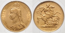 Großbritannien Victoria 1837-1901 2 Pfund 1887 Friedb. 391 (256). 
in PCGS-Kapsel mit Bewertung MS61 f.vz