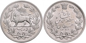 Iran Mozaffar ad-Din Schah 1896-1907 5000 Dinars 1902 KM 976. 
unzirkuliert vz