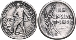 Italien Republik Silbermedaille 1962 (v. SAF) a.d. 50-jährige Bestehen des Instituto Nazionale Delle Assicurazioni, mit Punze 800 
33,6x35,6mm 28,0g ...