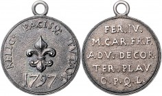 Italien - Neapel - Palermo Ferdinando IV. 1.Regierungszeit 1759-1799 Silbermedaille 1797 Decorazione Partecipanti Corteo Reale" "
sehr selten, m. Öse...