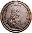 Italien - Toskana Cosimo III. de'Medici 1670-1723 Bronzemedaillon o.J. einseitig (v. M. Soldani) Brustbild n.r. des Herzogs im Harnisch mit Mantel Van...