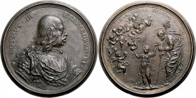 Italien - Toskana Cosimo III. de'Medici 1670-1723 Bronzegussmedaille o.J. (Modell von L.Tempo) a.d. Widmung der Stadt Florenz an St. Joseph Vannel/Tod...